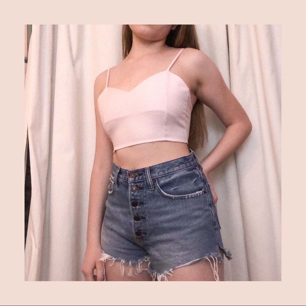 Purrr Melrose Pink Houndstooth Crop Top